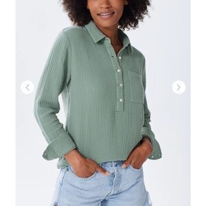 Elegant Sage Button-Down Shirt for Women
